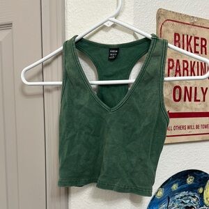 SHEIN Green Ribbed Crop Top
